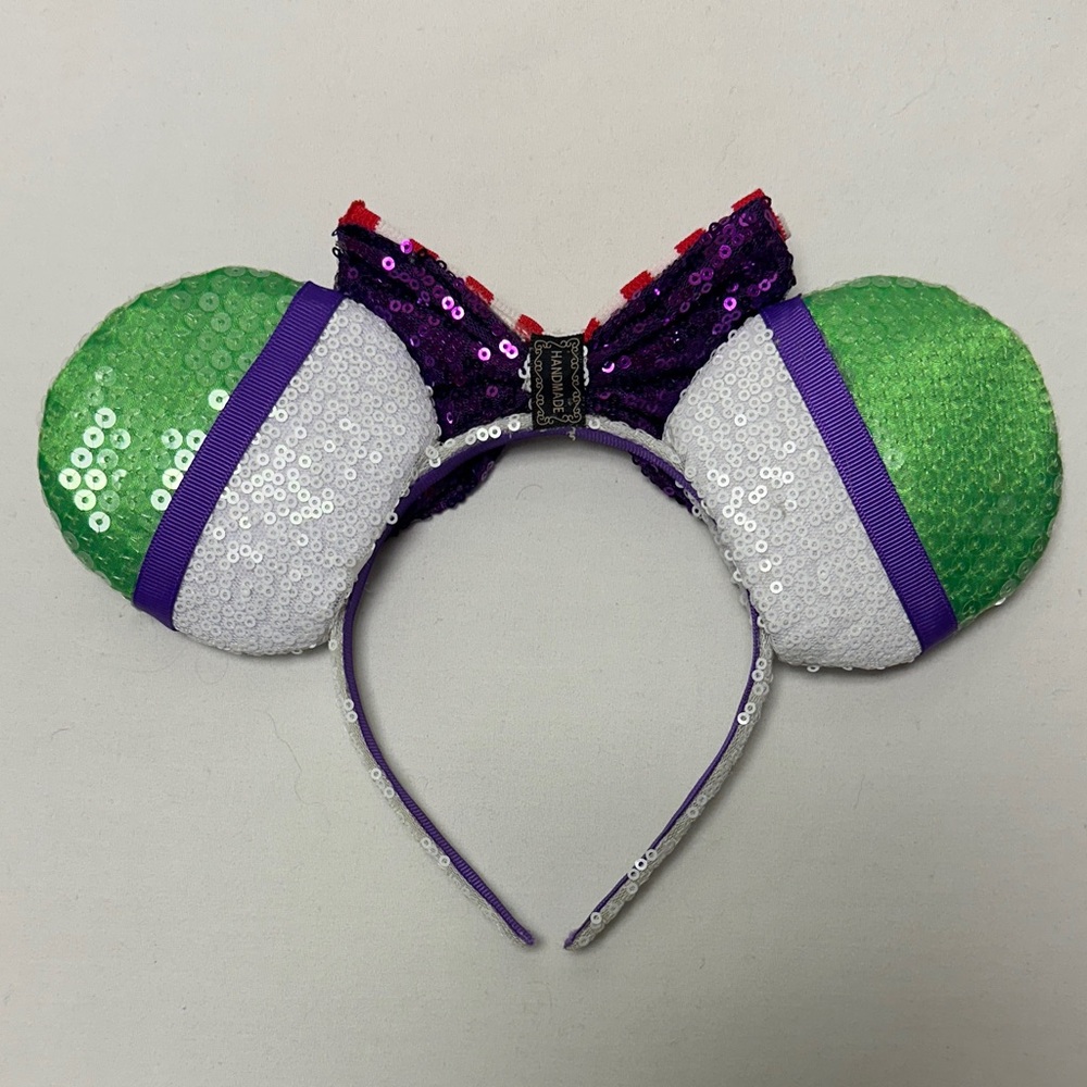 Purple and Green Sequin Toy Story Buzz Lightyear Minnie Mouse Ears Headband - Picture 3 of 4